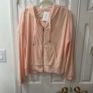 Ocean Drive Peach Zip-Up Hoodie